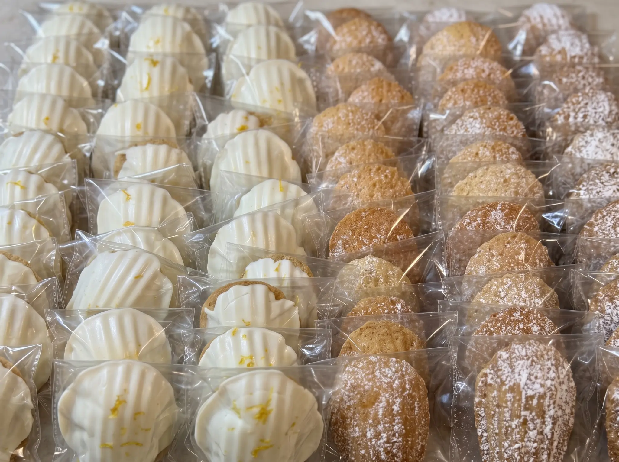 Assortment of individually packaged madeleines